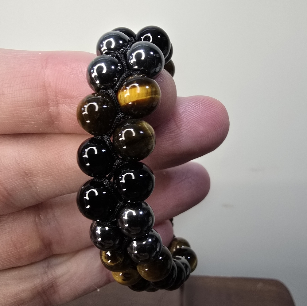 Tigers Eye, Obsidian, and Hematite Crystal Bracelet - Picture 7 of 14